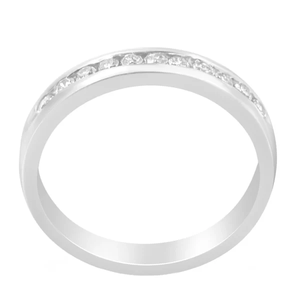 18K White Gold 1/4 Cttw Channel Set Brilliant Round-Cut Diamond Classic 11 Stone Wedding Band Ring (E-F Color, I1-I2 Clarity) - Image 2