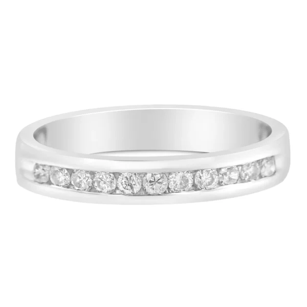 18K White Gold 1/4 Cttw Channel Set Brilliant Round-Cut Diamond Classic 11 Stone Wedding Band Ring (E-F Color, I1-I2 Clarity) - Image 3