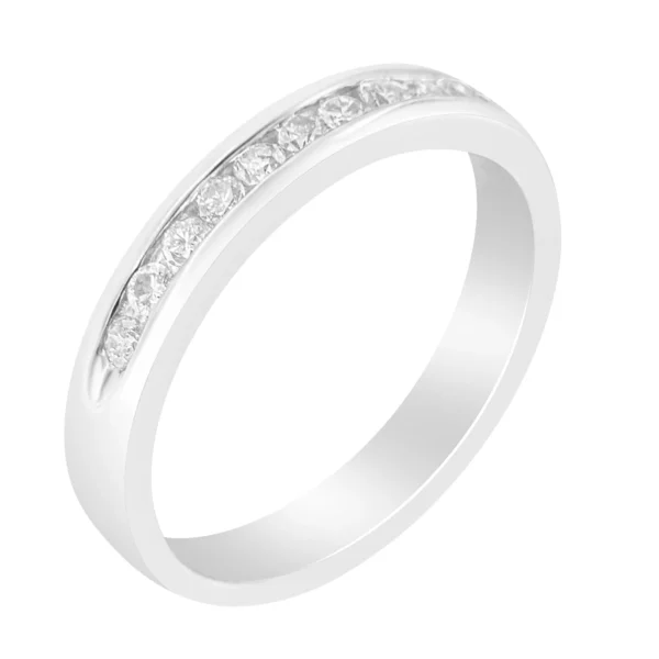 18K White Gold 1/4 Cttw Channel Set Brilliant Round-Cut Diamond Classic 11 Stone Wedding Band Ring (E-F Color, I1-I2 Clarity) - Image 4