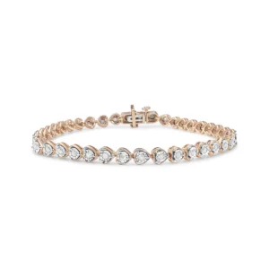 .925 Sterling Silver 1.0 Cttw Miracle Set Diamond Heart-Link 7" Tennis Bracelet (I-J Color, I2-I3 Clarity)
