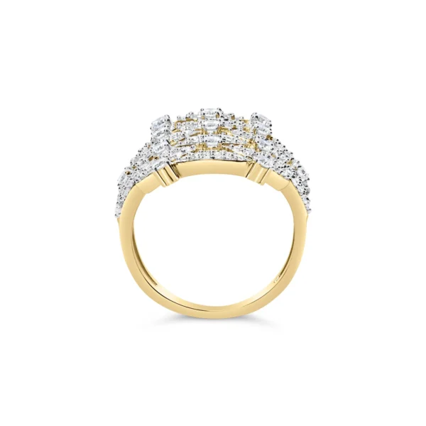 14K Yellow Gold 1.0 Cttw Diamond Geometric Stacked Open Cocktail Ring (I-J Color, I1-I2 Clarity) - Image 5
