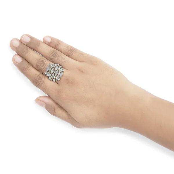 14K Yellow Gold 1.0 Cttw Diamond Geometric Stacked Open Cocktail Ring (I-J Color, I1-I2 Clarity) - Image 6