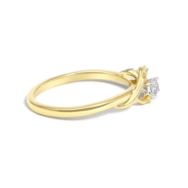 14K Yellow Gold Flash Plated .925 Sterling Silver 1/6 Cttw Diamond Swirl and Halo Promise Ring (I-J Color, I3 Clarity) - Image 2