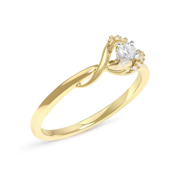 14K Yellow Gold Flash Plated .925 Sterling Silver 1/6 Cttw Diamond Swirl and Halo Promise Ring (I-J Color, I3 Clarity) - Image 3