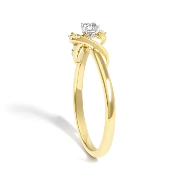 14K Yellow Gold Flash Plated .925 Sterling Silver 1/6 Cttw Diamond Swirl and Halo Promise Ring (I-J Color, I3 Clarity) - Image 4