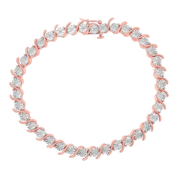 .925 Sterling Silver 1/10 Cttw Diamond Round Miracle Plate and "S" Link Tennis Bracelet (I-J Color, I2- I3 Clarity) - 7" - Image 4