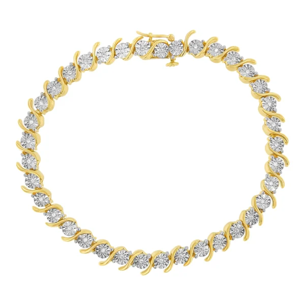 .925 Sterling Silver 1/10 Cttw Diamond Round Miracle Plate and "S" Link Tennis Bracelet (I-J Color, I2- I3 Clarity) - 7" - Image 6