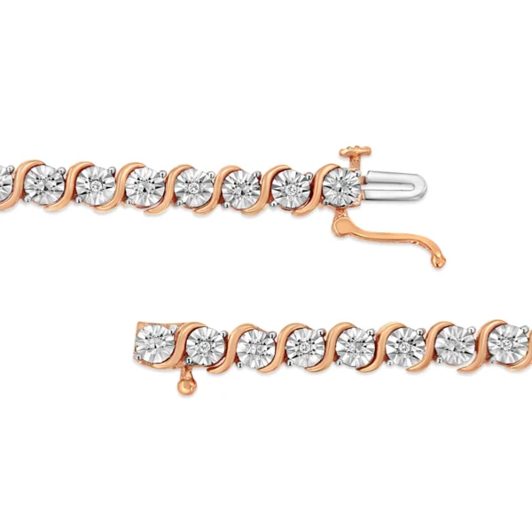 .925 Sterling Silver 1/10 Cttw Diamond Round Miracle Plate and "S" Link Tennis Bracelet (I-J Color, I2- I3 Clarity) - 7" - Image 7