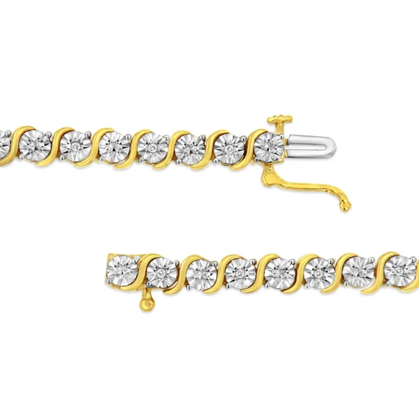.925 Sterling Silver 1/10 Cttw Diamond Round Miracle Plate and "S" Link Tennis Bracelet (I-J Color, I2- I3 Clarity) - 7" - Image 9