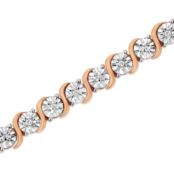 .925 Sterling Silver 1/10 Cttw Diamond Round Miracle Plate and "S" Link Tennis Bracelet (I-J Color, I2- I3 Clarity) - 7" - Image 10