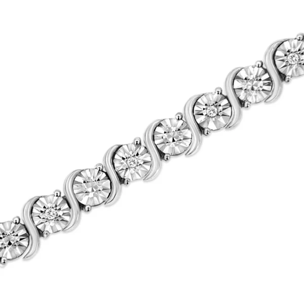 .925 Sterling Silver 1/10 Cttw Diamond Round Miracle Plate and "S" Link Tennis Bracelet (I-J Color, I2- I3 Clarity) - 7" - Image 11