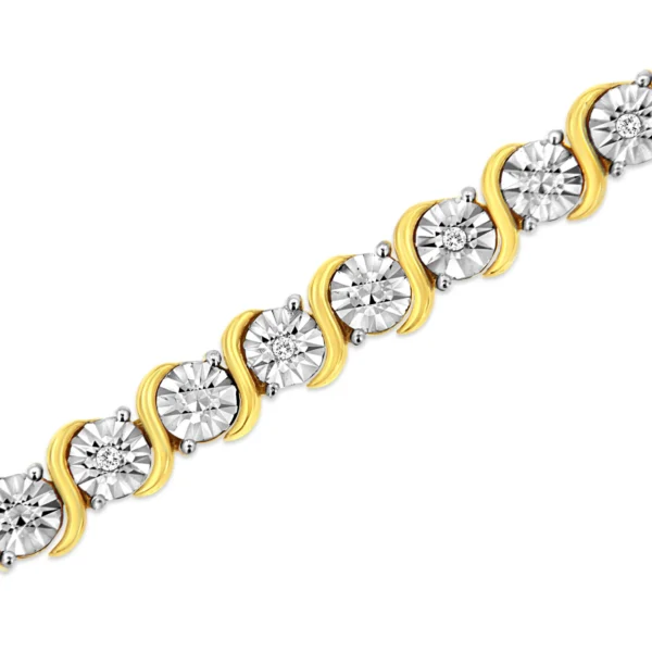 .925 Sterling Silver 1/10 Cttw Diamond Round Miracle Plate and "S" Link Tennis Bracelet (I-J Color, I2- I3 Clarity) - 7" - Image 12