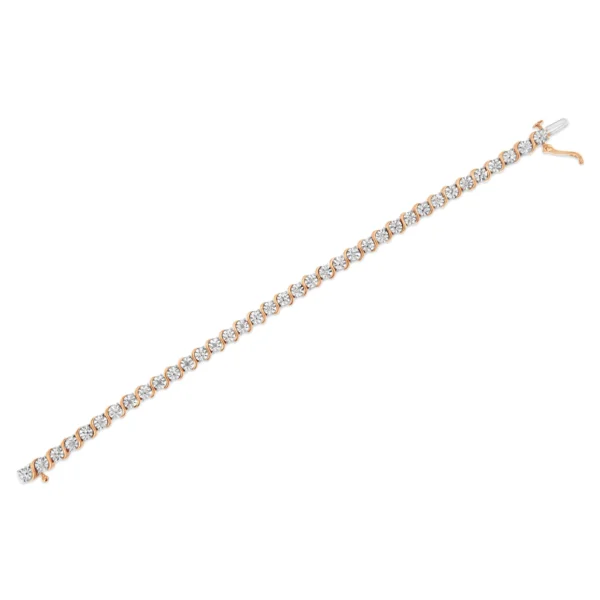 .925 Sterling Silver 1/10 Cttw Diamond Round Miracle Plate and "S" Link Tennis Bracelet (I-J Color, I2- I3 Clarity) - 7" - Image 13