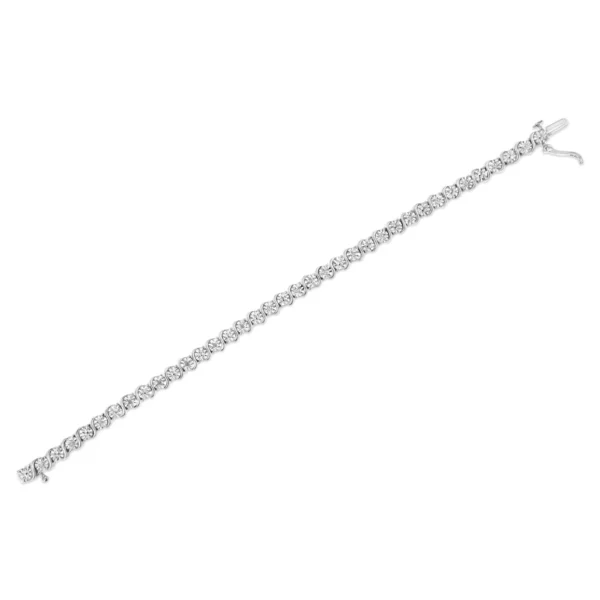 .925 Sterling Silver 1/10 Cttw Diamond Round Miracle Plate and "S" Link Tennis Bracelet (I-J Color, I2- I3 Clarity) - 7" - Image 14