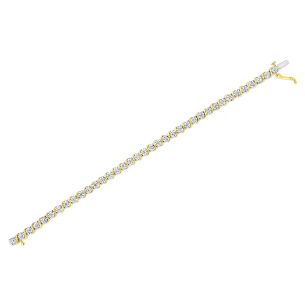 .925 Sterling Silver 1/10 Cttw Diamond Round Miracle Plate and "S" Link Tennis Bracelet (I-J Color, I2- I3 Clarity) - 7" - Image 15