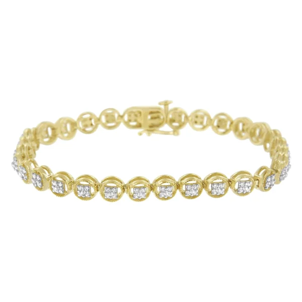 .925 Sterling Silver 1/4 Cttw Diamond 7" Open Circle Wheel Link Tennis Bracelet (I-J Color, I2-I3 Clarity) - Image 6