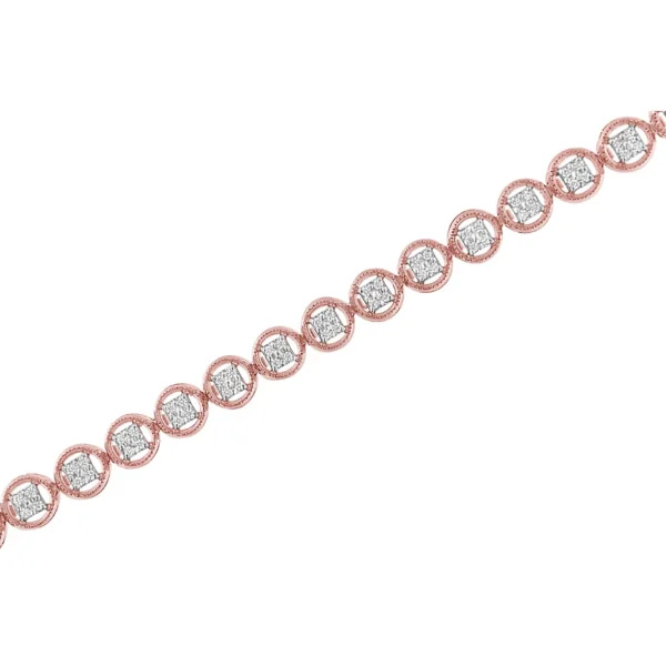 .925 Sterling Silver 1/4 Cttw Diamond 7" Open Circle Wheel Link Tennis Bracelet (I-J Color, I2-I3 Clarity) - Image 7