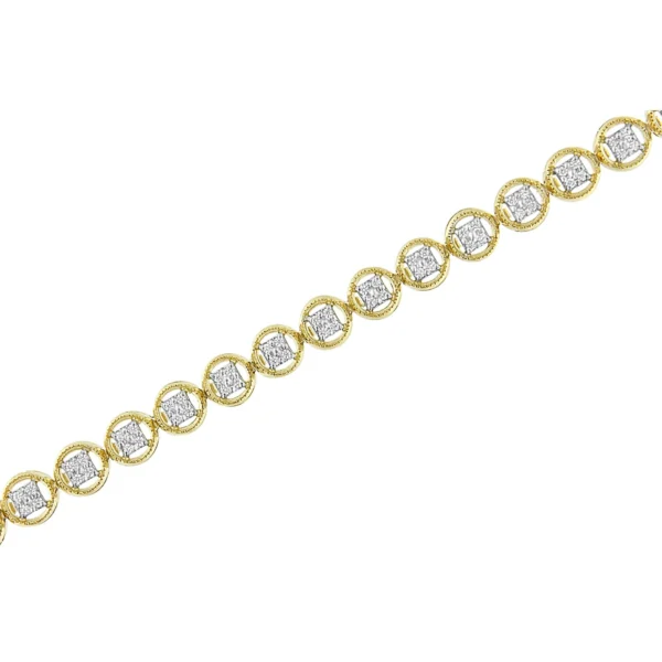 .925 Sterling Silver 1/4 Cttw Diamond 7" Open Circle Wheel Link Tennis Bracelet (I-J Color, I2-I3 Clarity) - Image 9