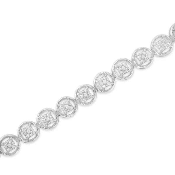 .925 Sterling Silver 1/4 Cttw Diamond 7" Open Circle Wheel Link Tennis Bracelet (I-J Color, I2-I3 Clarity) - Image 11