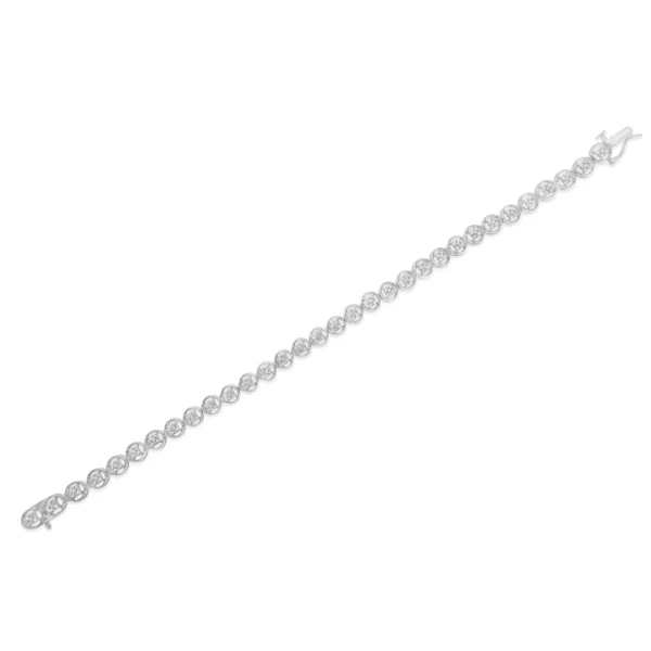 .925 Sterling Silver 1/4 Cttw Diamond 7" Open Circle Wheel Link Tennis Bracelet (I-J Color, I2-I3 Clarity) - Image 13