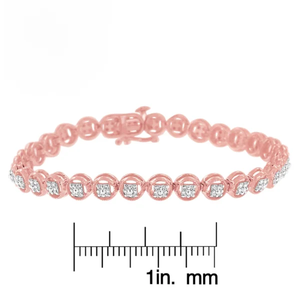 .925 Sterling Silver 1/4 Cttw Diamond 7" Open Circle Wheel Link Tennis Bracelet (I-J Color, I2-I3 Clarity) - Image 15
