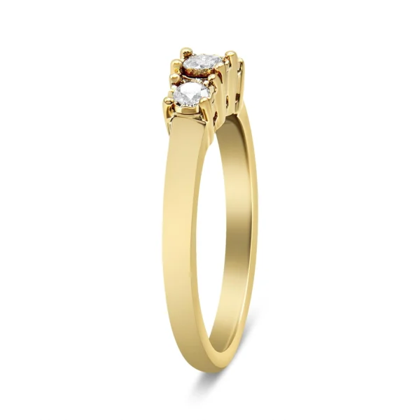 14K Yellow Gold Plated .925 Sterling Silver 1/4 Cttw Diamond 3 Stone Illusion Plate Ring (J-K Color, I1-I2 Clarity) - Image 5