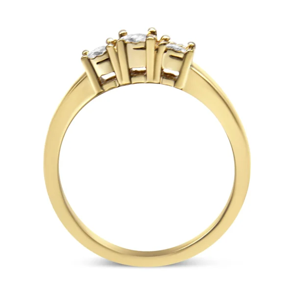 14K Yellow Gold Plated .925 Sterling Silver 1/4 Cttw Diamond 3 Stone Illusion Plate Ring (J-K Color, I1-I2 Clarity) - Image 6