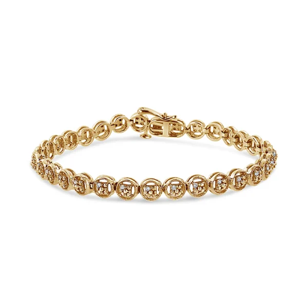 .925 Sterling Silver 1/10 Cttw Diamond Open Circle Wheel Link 7" Tennis Bracelet (I-J Color, I2-I3 Clarity) - Image 3