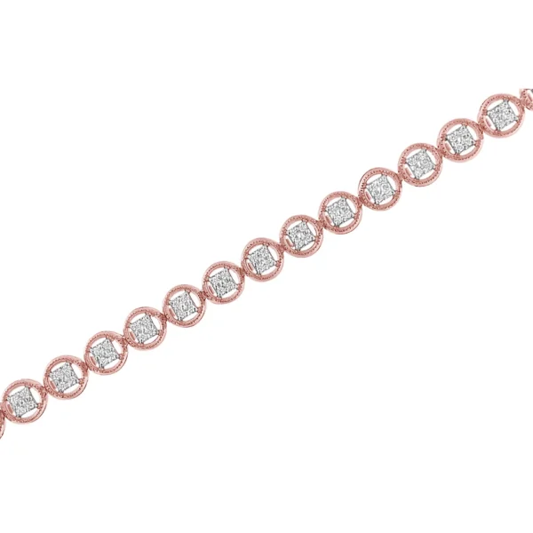 .925 Sterling Silver 1/10 Cttw Diamond Open Circle Wheel Link 7" Tennis Bracelet (I-J Color, I2-I3 Clarity) - Image 7