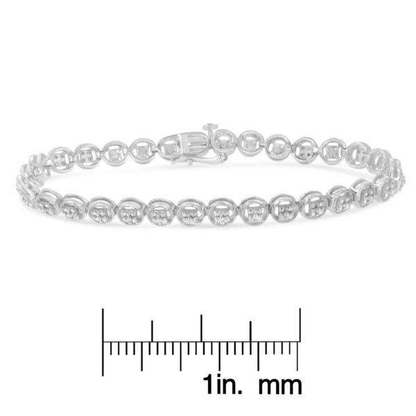 .925 Sterling Silver 1/10 Cttw Diamond Open Circle Wheel Link 7" Tennis Bracelet (I-J Color, I2-I3 Clarity) - Image 17