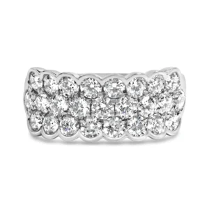 950 Platinum 2.00 Cttw Diamond 3 Row Band Ring (G-H Color, VS2-SI1 Clarity)