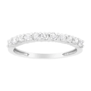 .925 Sterling Silver 1/2 cttw Shared Prong-Set Brilliant Round-Cut Diamond 11 Stone Band Ring (I-J Color, SI2-I1 Clarity)