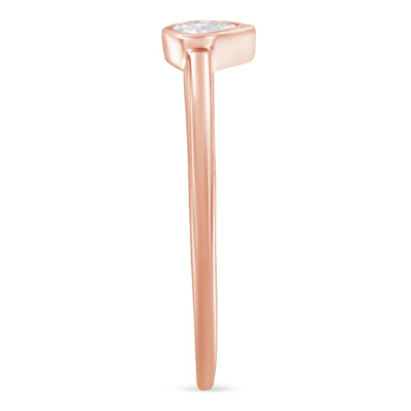 14K Rose Gold Plated .925 Sterling Silver 1/20 Carat Diamond Teardrop Pear-Shaped Miracle Set Petite Fashion Ring (J-K Color, I1-I2 Clarity) - Image 4