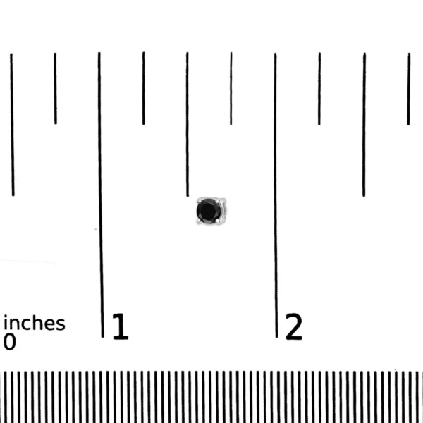 .925 Sterling Silver Black Diamond Solitaire Stud Earrings (Black Color, I2-I3 Clarity) - Image 15
