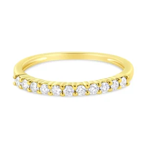 IGI Certified 1/4 Cttw Diamond 10K Yellow Gold Prong Set Fluted Band Style Ring (I-J Color, I2-I3 Clarity)
