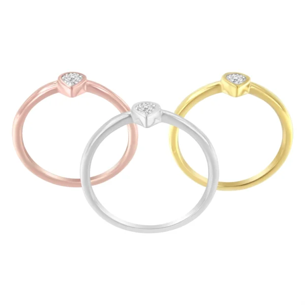.925 Sterling Silver 1/6 Carat Diamond Teardrop Pear-Shaped Miracle Set Petite Fashion Promise Ring (J-K Color, I1-I2 Clarity) - Image 4