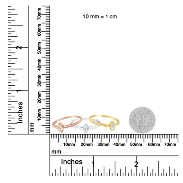 14K Gold Plated .925 Sterling Silver 1/6 Cttw Diamond Marquise Shaped Stackable Promise Ring Set (J-K Color, I1-I2 Clarity) - Image 5