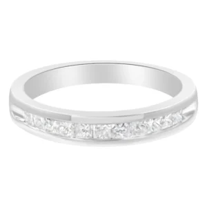 .925 Sterling Silver 1/2 Cttw Princess-Cut Diamond Channel-Set Half-Eternity Wedding or Anniversary Band Ring (H-I Color, I2 Clarity)