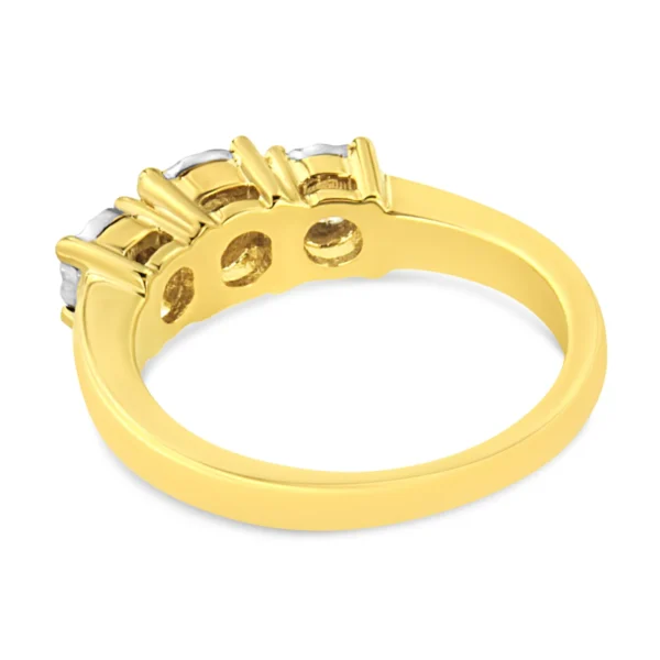 14K Yellow Gold Plated .925 Sterling Silver 1/2 Cttw Diamond Three Stone Illusion Plate Ring (J-K Color, I1-I2 Clarity) - Image 4