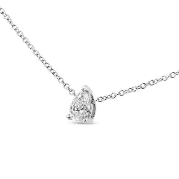 14K White Gold Pear Shape Lab Grown Diamond Solitaire Pendant Necklace (F-G Color, VS2-SI1 Clarity) - Image 3