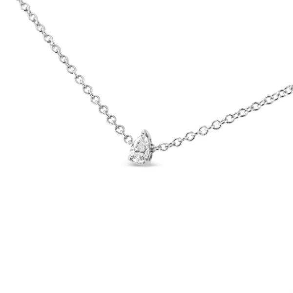 14K White Gold Pear Shape Lab Grown Diamond Solitaire Pendant Necklace (F-G Color, VS2-SI1 Clarity) - Image 4