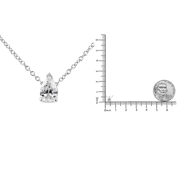 14K White Gold Pear Shape Lab Grown Diamond Solitaire Pendant Necklace (F-G Color, VS2-SI1 Clarity) - Image 9
