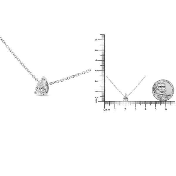 14K White Gold Pear Shape Lab Grown Diamond Solitaire Pendant Necklace (F-G Color, VS2-SI1 Clarity) - Image 10