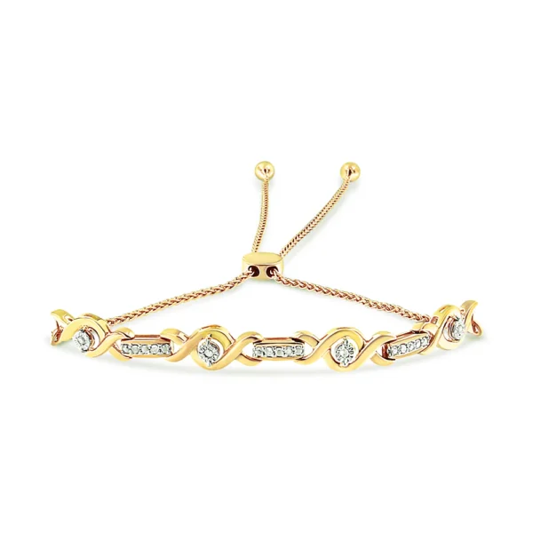 .925 Sterling Silver Channel Set Diamond Accent Twist 4”-10” Adjustable Bolo Bracelet (I-J Color, I3 Clarity) - Image 4