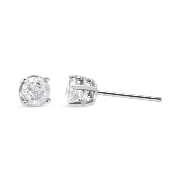 .925 Sterling Silver 4-Prong Round-cut "Salt and Pepper" Diamond Classic Stud Earrings (I-J Color, I3 Clarity) - Image 6