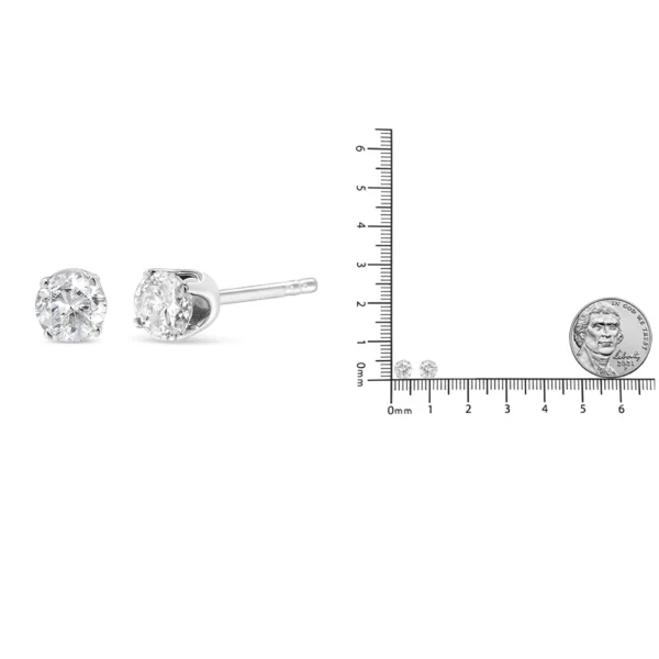 .925 Sterling Silver 4-Prong Round-cut "Salt and Pepper" Diamond Classic Stud Earrings (I-J Color, I3 Clarity) - Image 10