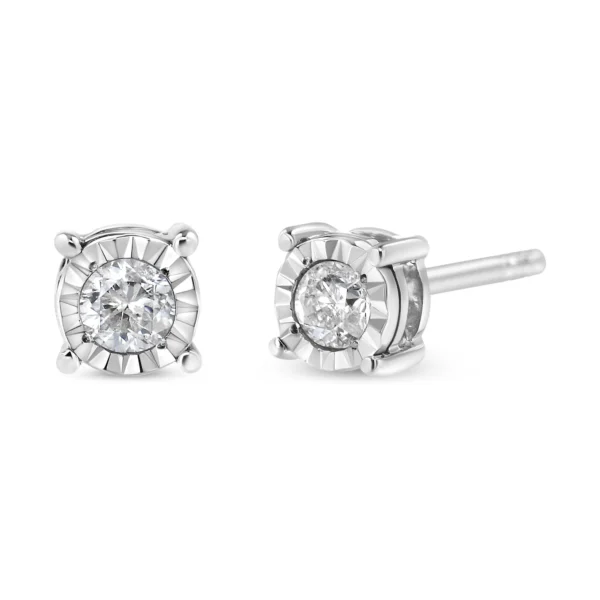 .925 Sterling Silver 1/5 Cttw Round Near Colorless Diamond Miracle-Set Stud Earrings - Image 5