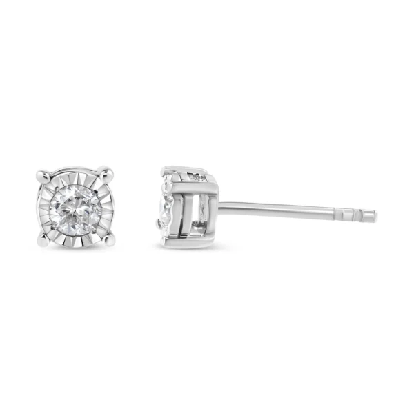.925 Sterling Silver 1/5 Cttw Round Near Colorless Diamond Miracle-Set Stud Earrings - Image 8