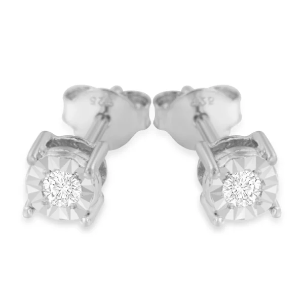 .925 Sterling Silver 1/5 Cttw Round Near Colorless Diamond Miracle-Set Stud Earrings - Image 11