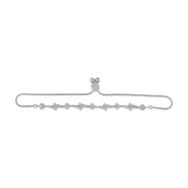 .925 Sterling Silver Diamond Accent Heart and Wave Link Bolo Bracelet (I-J Color, I2-I3 Clarity) - 6" to 9" Adjustable - Image 11